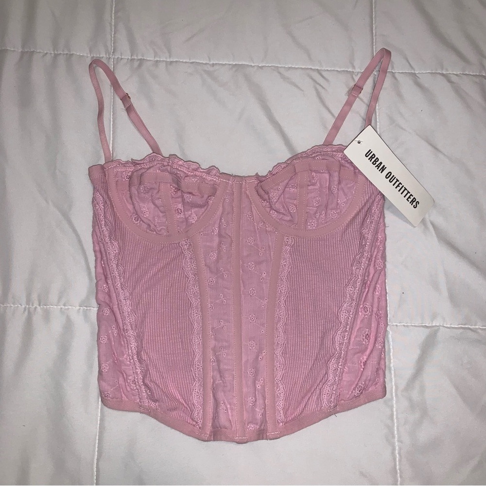 Urban Outfitters Pink Lace Corset Top Size S (NWT)